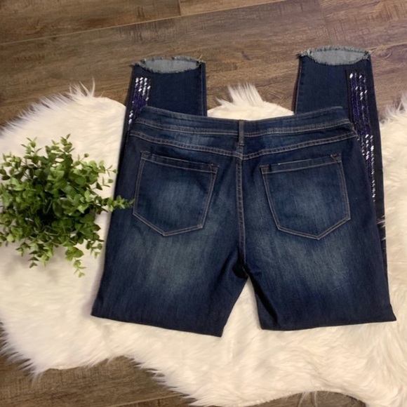 🍑SOLD Free People solstice beaded skinny ankle jeans - Picture 7 of 8